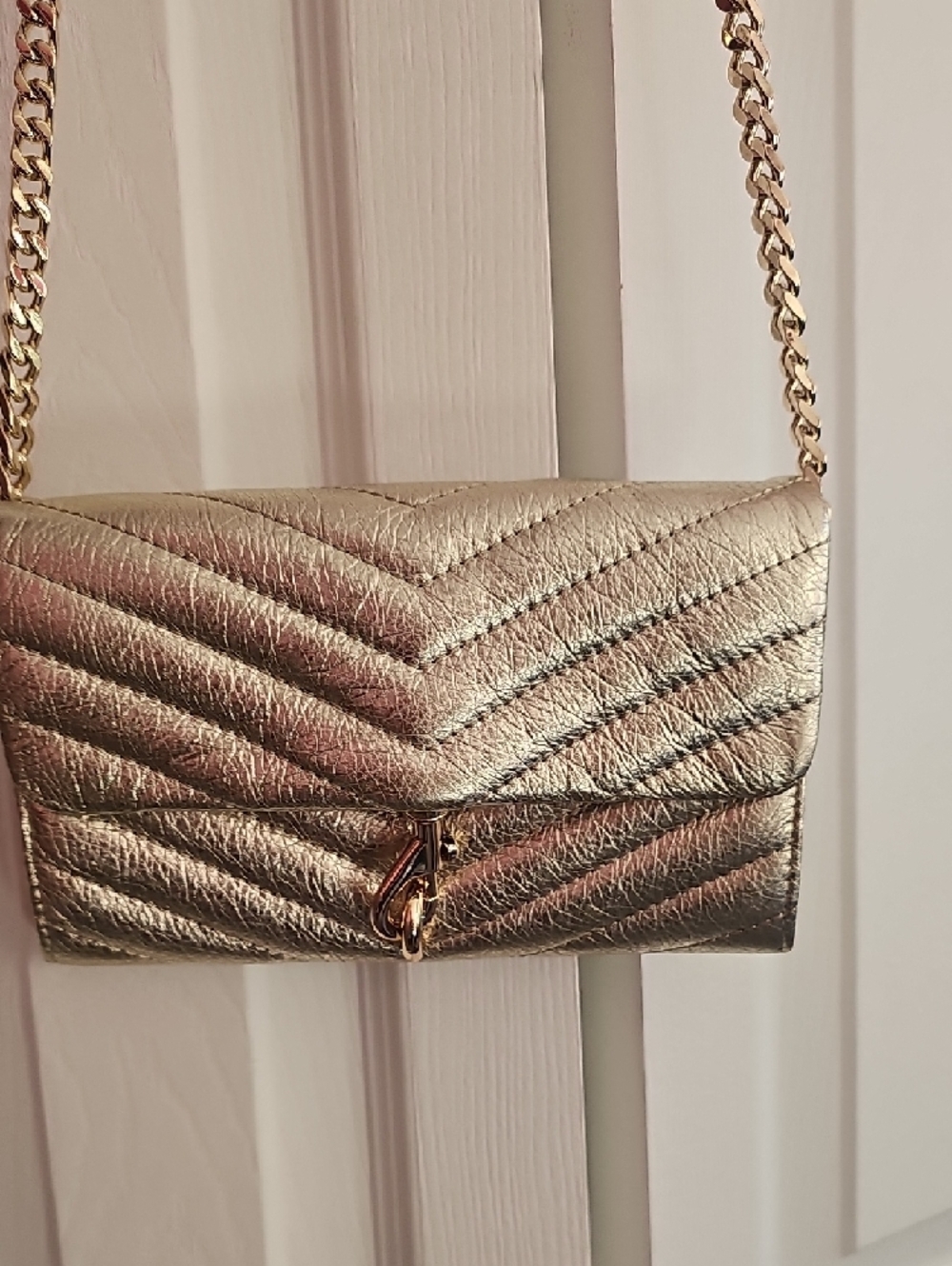 Rebecca Minkoff Metallic Gold Quilted Crossbody Bag - Picture 2 of 11
